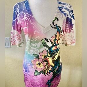 Raw 7 Floral V-Neck Multicolor Women's Top